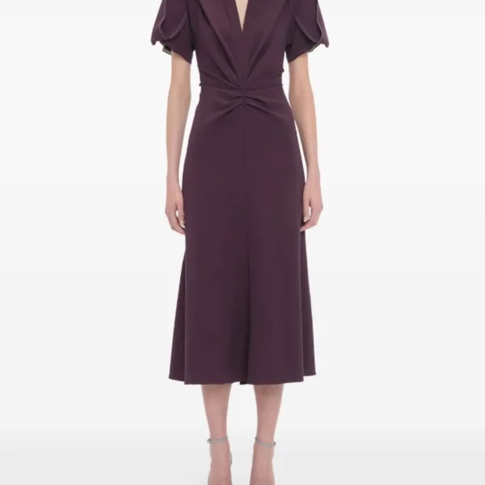 Victoria Beckham Elegant Purple Midi Dress